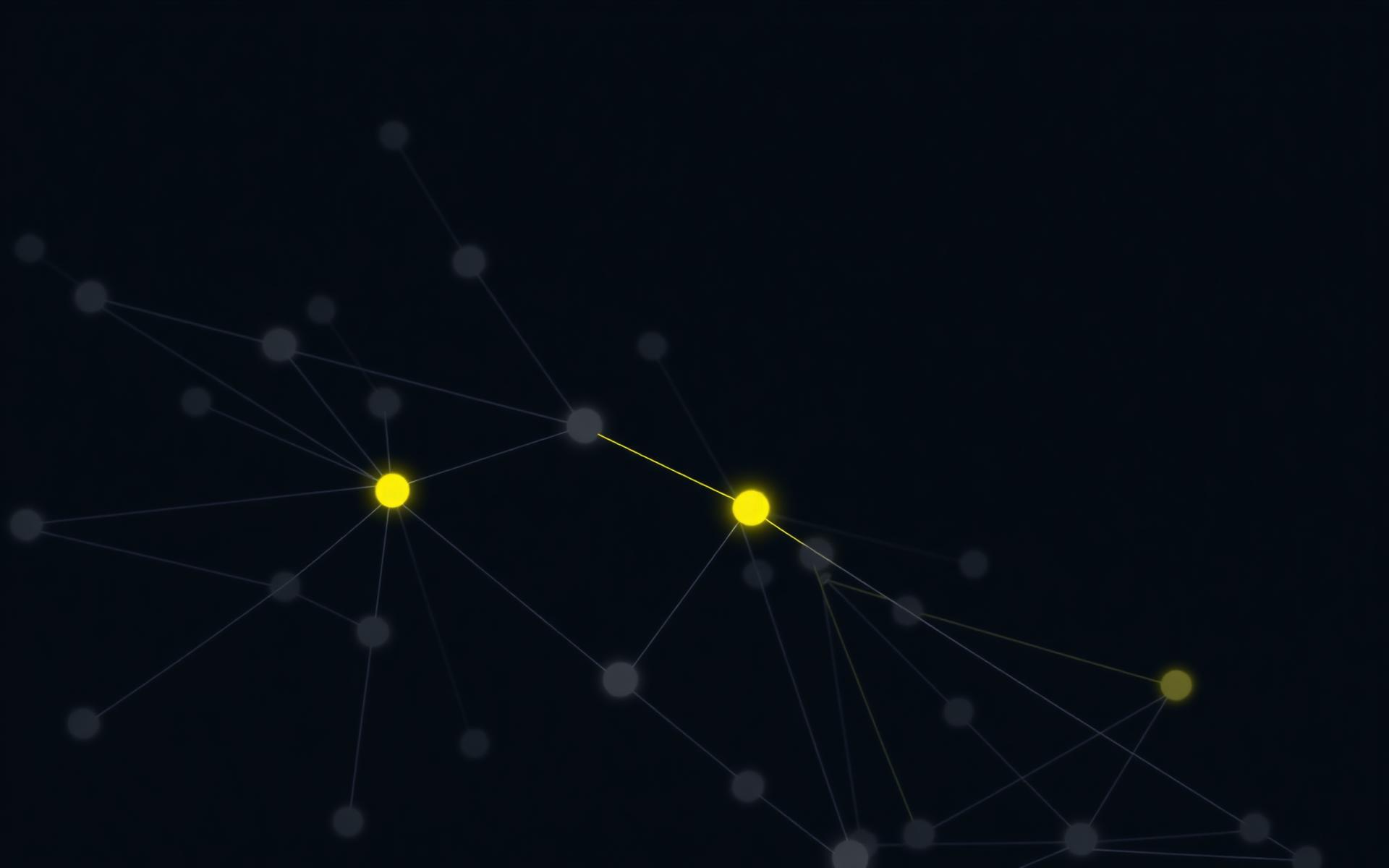 Abstract network visual with a few highlighted nodes