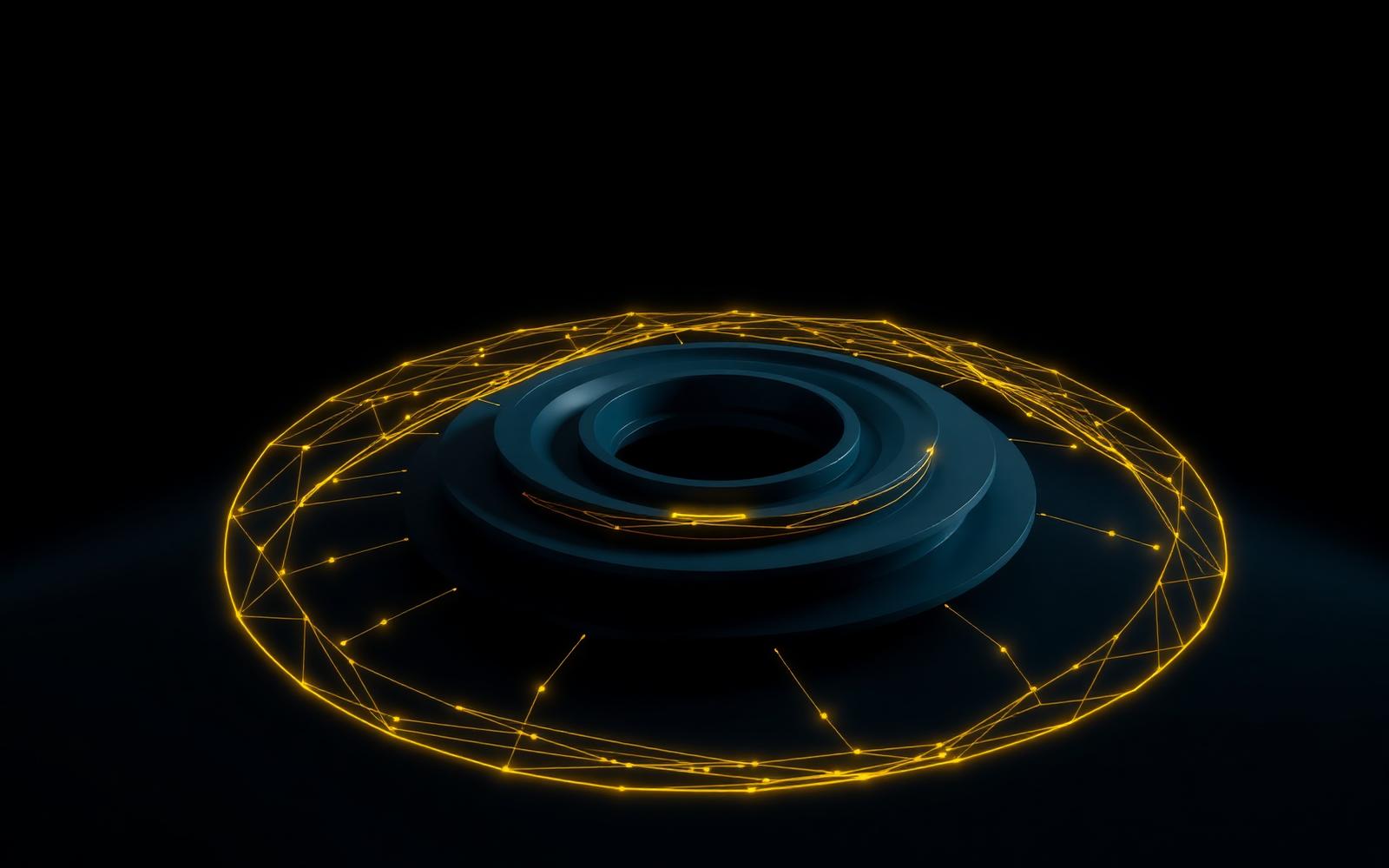 Abstract visual: an organization core wrapped in a glowing connected intelligence layer