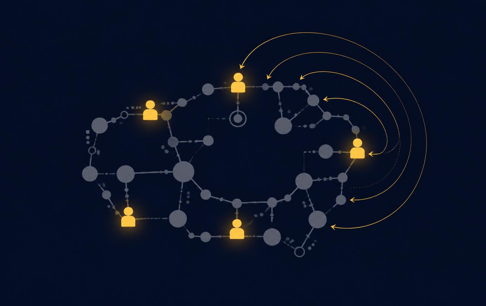 Abstract visual: people embedded in a network loop feeding knowledge back into the intelligence