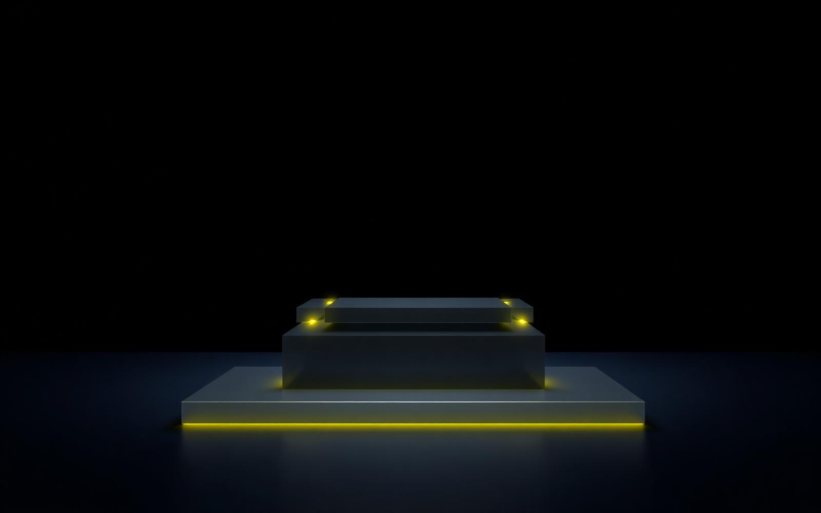 Abstract visual: layered platforms locking into place as a foundation