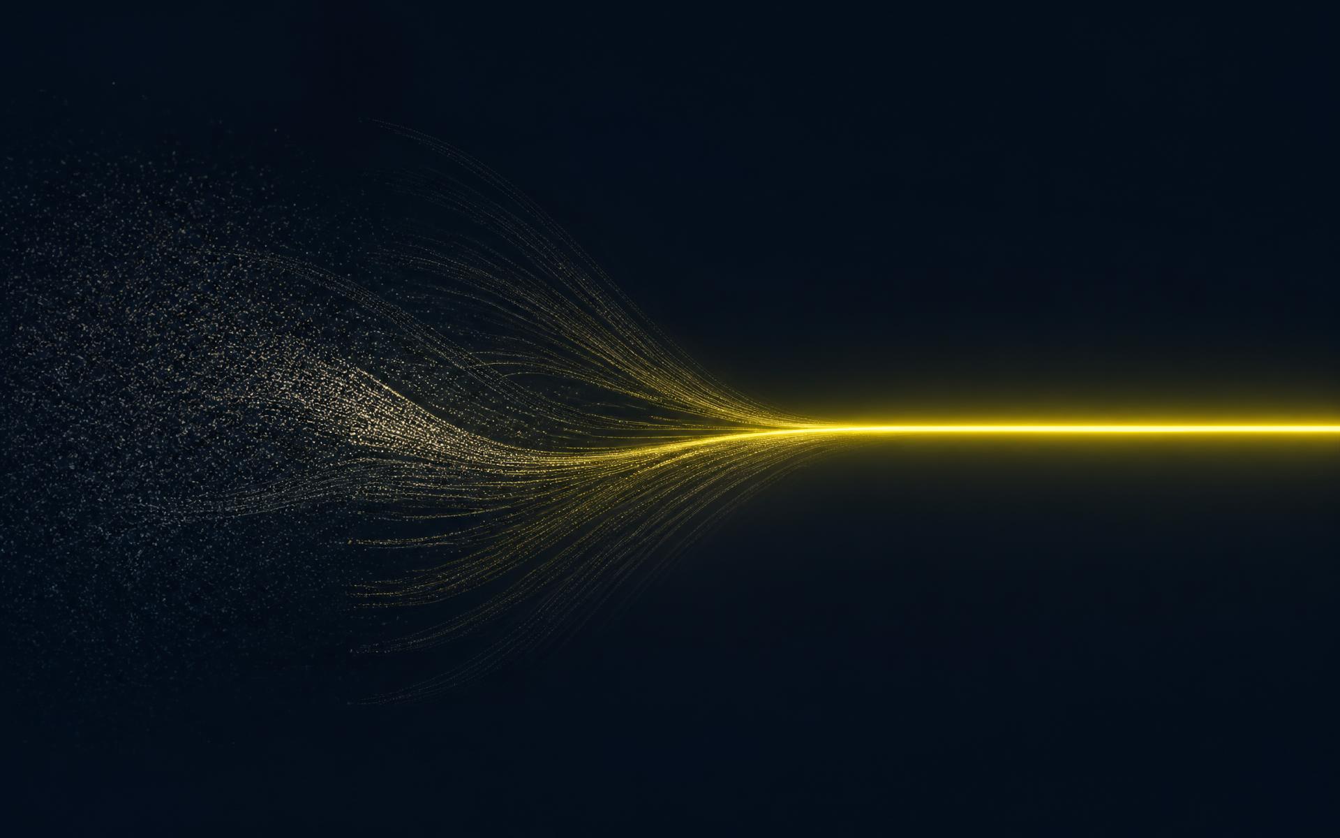 Abstract visual of a scattered field resolving into one clear path