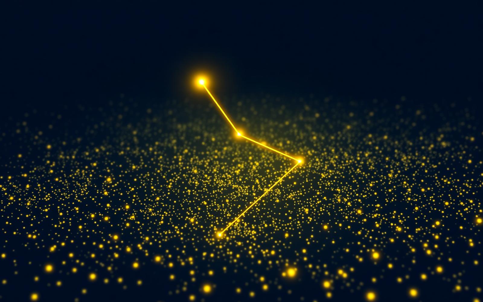 Abstract visual: a vast constellation of resources with a glowing path connecting the right ones